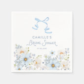 Elegant Blue Bow and Floral Bridal Shower スタンダードカクテルナプキン (正面)