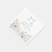 Elegant Blue Bow and Floral Bridal Shower スタンダードカクテルナプキン (角)