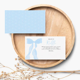 Elegant Blue Bow Baby Shower Diaper Raffle Ticket エンクロージャーカード