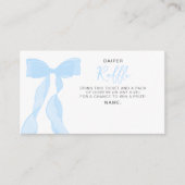 Elegant Blue Bow Baby Shower Diaper Raffle Ticket エンクロージャーカード (正面)