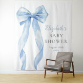 Elegant Blue Bow Baby Shower Photo Backdrop タペストリー (インサイチュ)