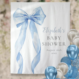 Elegant Blue Bow Baby Shower Photo Backdrop タペストリー