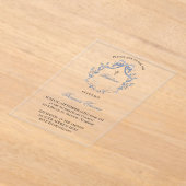  elegant blue bow | Baptism アクリル招待状 (レイダウン)