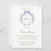  elegant blue bow | Baptism 招待状 (正面)