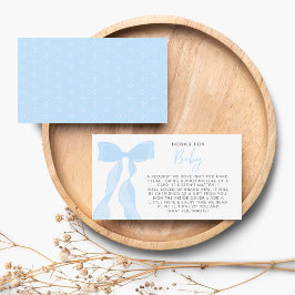 Elegant Blue Bow Books For Baby Baby Shower エンクロージャーカード