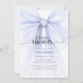 Elegant Blue Bow Boy Baby Shower Invitation 招待状 (正面)