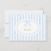 Elegant Blue Bow Boy Baptism Photo Flat サンキューカード (裏面)