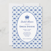 Elegant Blue Bow Bridal Shower 招待状 (正面)