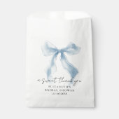 Elegant Blue Bow Bridal Shower Thank You フェイバーバッグ (正面)