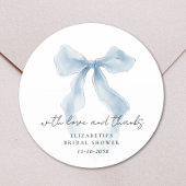 Elegant Blue Bow Bridal Shower Thank You ラウンドシール
