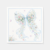 Elegant Blue Bow Butterfly Baby Shower スタンダードカクテルナプキン (正面)