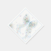 Elegant Blue Bow Butterfly Baby Shower スタンダードカクテルナプキン (角)