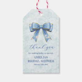 Elegant Blue Bow Engagement Party Invitation ギフトタグ