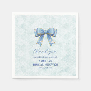 Elegant Blue Bow Engagement Party Invitation スタンダードカクテルナプキン