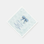 Elegant Blue Bow Engagement Party Invitation スタンダードカクテルナプキン (角)