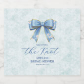 Elegant Blue Bow Engagement Party Invitation スパークリングワインラベル (シングルラベル)