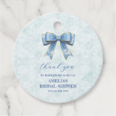 Elegant Blue Bow Engagement Party Invitation フェイバータグ (正面)