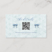 Elegant Blue Bow Engagement Party Invitation プレイスカード (正面)