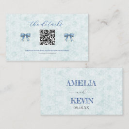 Elegant Blue Bow Engagement Party Invitation プレイスカード