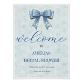 Elegant Blue Bow Engagement Party Invitation ポスター (正面)