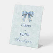 Elegant Blue Bow Engagement Party Invitation 台座サイン (正面)