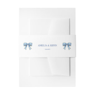 Elegant Blue Bow Engagement Party Invitation 招待状ベリーバンド