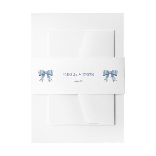 Elegant Blue Bow Engagement Party Invitation 招待状ベリーバンド (正面例)