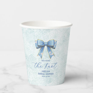 Elegant Blue Bow Engagement Party Invitation 紙コップ