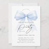Elegant Blue Bow Graduation Photo Invitation 招待状 (正面)