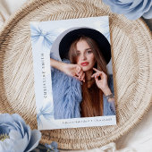 Elegant Blue Bow Graduation Photo Invitation 招待状