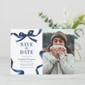 Elegant Blue Bow Graduation Save the Date セーブザデート (スタンド正面)