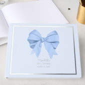 Elegant Blue Bow It's a Boy Baby Shower Silver ゲストブック