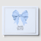Elegant Blue Bow It's a Boy Baby Shower Silver ゲストブック (正面)