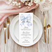 Elegant Blue Bow Menu Coquette Bow
