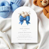 Elegant Blue Bow Nest Baby Shower 招待状