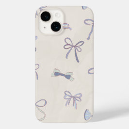Elegant Blue Bow Pattern Case-Mate iPhone 14ケース