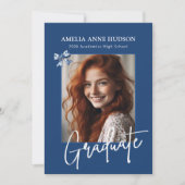 Elegant Blue Bow Photo 2026 Graduation Party 招待状 (正面)