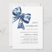 Elegant Blue Bow Photo 2026 Graduation Party 招待状 (裏面)