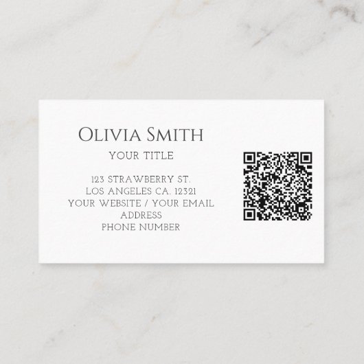 Elegant Blue Bow QR Code 名刺 (裏面)