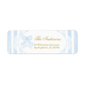 Elegant Blue Bow Stripes Lace ラベル (正面)