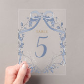 elegant blue bow table number アクリル招待状 (インサイチュ (ポータブル))