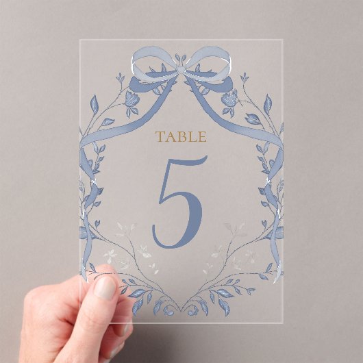 elegant blue bow table number アクリル招待状 (インサイチュ (ポータブル))