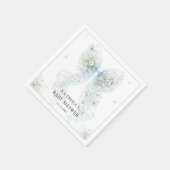 Elegant Blue Bow Wildflower Baby Shower スタンダードカクテルナプキン (角)