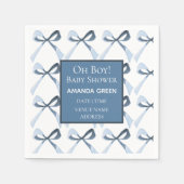 Elegant Blue Bows Baby Shower スタンダードカクテルナプキン (正面)