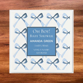 Elegant Blue Bows Baby Shower スタンダードカクテルナプキン