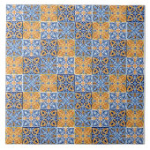 Elegant blue& brow yellow Italian  pattern  タイル (正面)