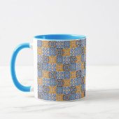 Elegant blue& brow yellow Italian  pattern  マグカップ (左)