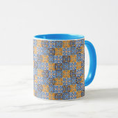 Elegant blue& brow yellow Italian  pattern  マグカップ (正面右)