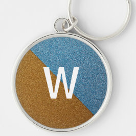 Elegant Blue &Brown Glitter Monogram キーホルダー