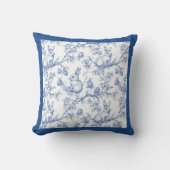 Elegant Blue Bunny Toile Easter Throw Pillow クッション (正面)